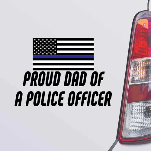 Miniatura 2 de Calcomanía para parachoques de pared, color blanco, para coche, computadora portátil, diseño de orgulloso papá de un oficial de policía, DesD22