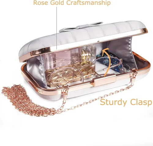 Miniatura 2 de expouch Satin Evening Bag for Women Elegant Clutch Purse Bag Crossbody Handbags for Wedding Party Prom