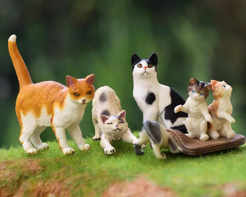 Miniatura 7 de Gemini&Genius 6 juguetes de gato para niños, figuras de gato, gatitos realistas para niños pequeños, juguetes divertidos de animales para mascotas