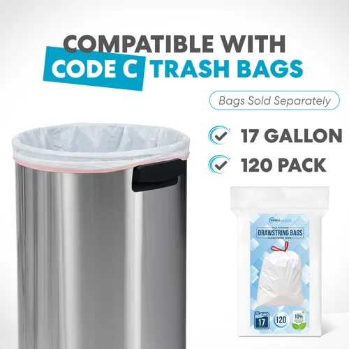 Miniatura 2 de SIMPLI-MAGIC Bote de basura de 16 galones (60L) con tapa abierta – Bote de basura comercial redondo – Resistente a las manchas, fácil de limpiar