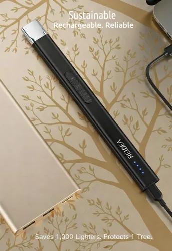 Miniatura 3 de REIDEA Encendedor eléctrico de regalo para los amantes de las velas, resistente al viento, sin llama, recargable por USB, encendedor retráctil