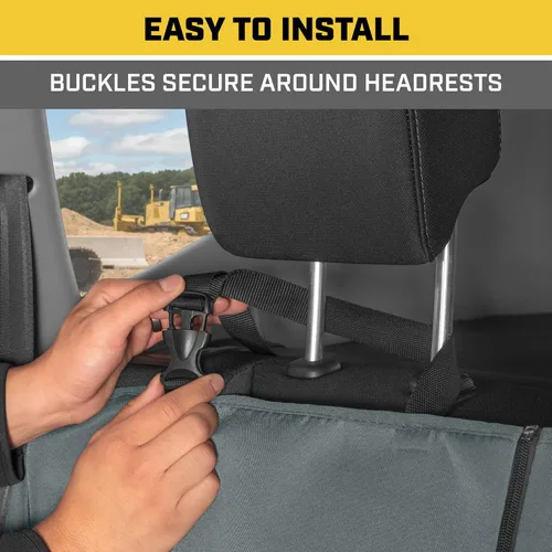 Miniatura 4 de CAT Flexfit™ Funda de asiento trasero gris para automóvil, SUV y camión - Material de lona duradero Fundas de asiento trasero de coche 60/40 Asiento