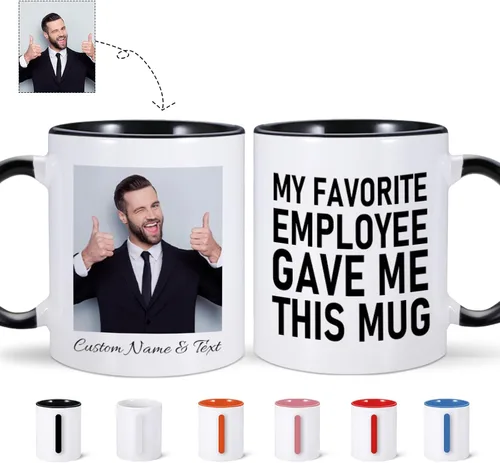 Employee Gave Me This - Taza de café personalizada con texto fotográfico, divertida taza de café de jefe para mujeres y hombres, regalos