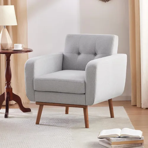 Miniatura 18 de HUIMO Leather Accent Chair, Button Tufted Living Room Chairs Easy to Install, Upholstered Arm Chair for Living Room Bedroom Study Office
