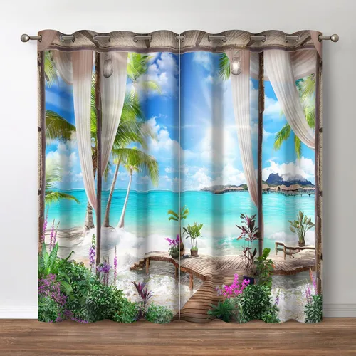 Miniatura 11 de Jekeno - Cortinas opacas retro de música con tema de notas musicales impresas, cortinas decorativas para amantes de la música, dormitorio, sala