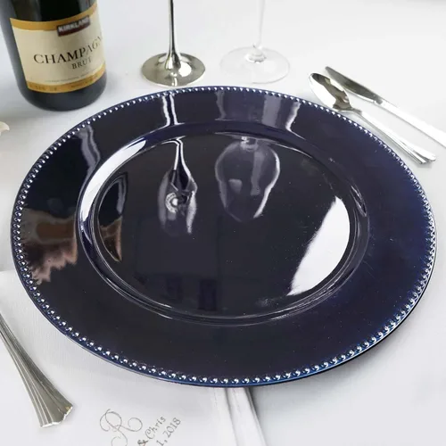 Miniatura 13 de Efavormart - 6 platos de carga redondos con cuentas negras de 13 pulgadas para decoración de mesa, vacaciones, boda, catering, decoración de eventos