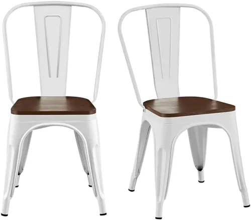 Miniatura 25 de Juego de 8 sillas de comedor de metal verde alpino, sillas de cocina apilables retro estilo granja, sillas laterales de acero verde oscuro para café