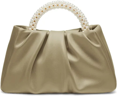 Miniatura 13 de Beatfull Bolso de noche para mujer, bolso de mano pequeño con perlas de cuero suave, bolso fruncido para boda, novia, fiesta, baile de graduación