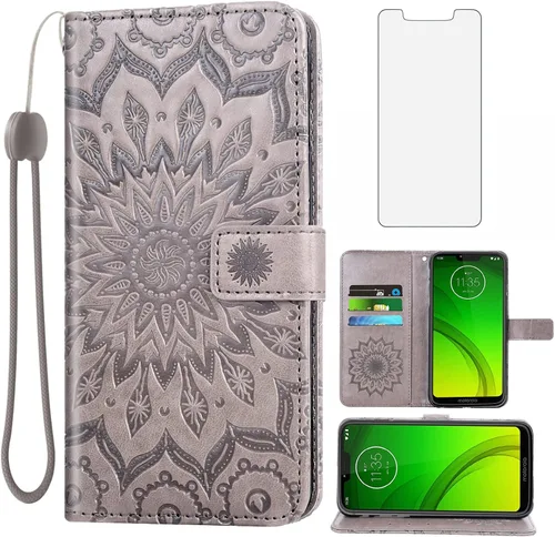 Miniatura 8 de Funda de teléfono para Motorola Moto G7 Play/MotoG7 Optimo XT1952DL/Tmobile Revvlry Wallet con protector de pantalla de vidrio templado Funda