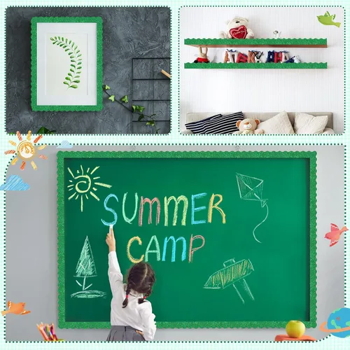 Miniatura 6 de Containlol Bordes de tablero de anuncios con purpurina de 118 pies, 120 hojas festoneadas para decoración escolar, día de San Patricio, regreso a