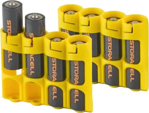 Miniatura 2 de Storacell - Organizador de almacenamiento de baterías AA (paquete de 2), amarillo, capacidad para 4 baterías (no incluidas)
