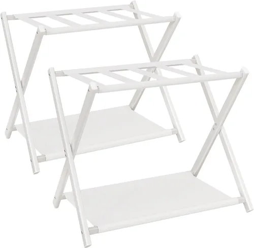 Miniatura 10 de IBUYKE TLR002B - Portaequipajes para todos los tamaños de maleta, soporte plegable para maleta con estante de almacenamiento de tela, fácil