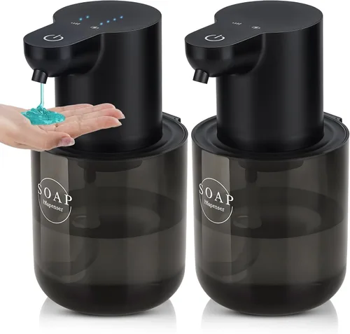 Miniatura 9 de Paquete de 2 dispensadores automáticos de jabón, dispensador automático de jabón espumoso sin contacto, dispensador eléctrico montado en la pared