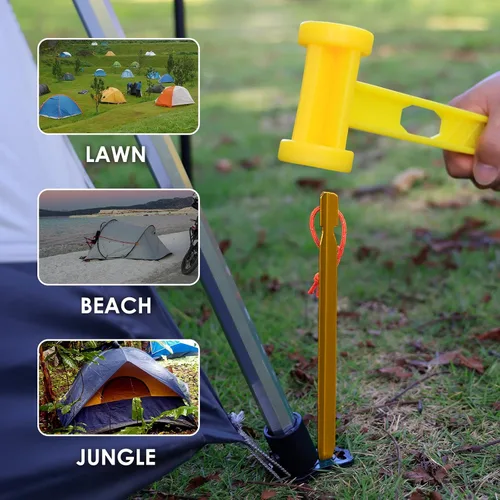 Miniatura 4 de Grassman Paquete de 16 estacas para tienda de campaña, estacas de aluminio 7075, clavijas de tierra ligeras y resistentes, estacas de metal Naranja