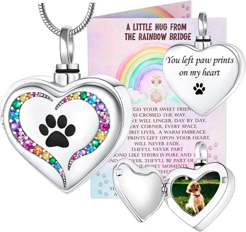 Miniatura 31 de Fanery Sue Collar personalizado para cenizas de mascotas para perros y gatos, foto y texto personalizados, regalo de condolencia, regalo de cremación