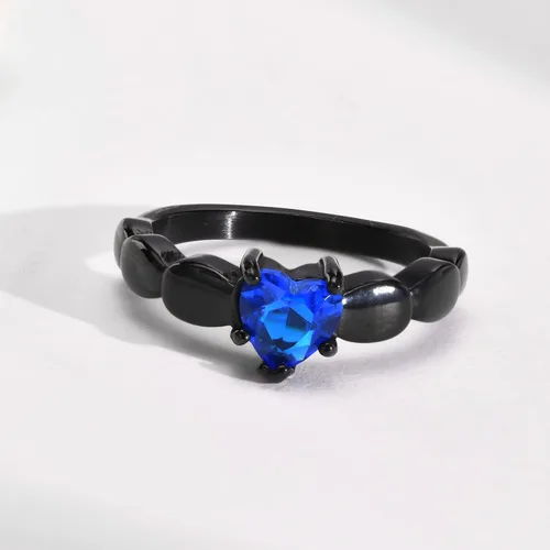 Miniatura 5 de Juego de anillos de boda personalizados en color negro y azul para él y ella, anillos de promesa a juego para parejas, anillos de acero inoxidable