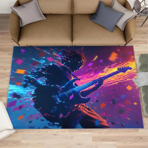 Miniatura 18 de Cyberpunk - Alfombras para dormitorio, alfombra de área Cyberpunk Hacker, alfombras futuristas para sala de estar, alfombra antideslizante