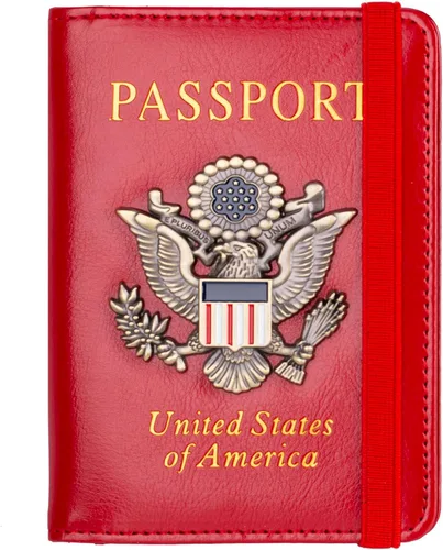 Miniatura 16 de TOURSUIT Combo de pasaporte y tarjeta de vacunación con bloqueo RFID, estuche protector para documentos de viaje, organizador de pasaporte de cuero