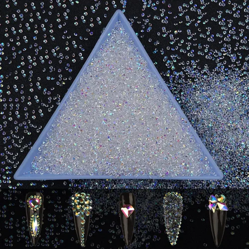 Miniatura 11 de HUETFAT 8800 piezas de diamantes de imitación negros AB Pixie para uñas, microgemas de 0.047 pulgadas con purpurina para uñas, mini diamantes