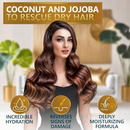 Juego de champú y acondicionador de coco, sin sulfatos y sin parabenos, tratamiento hidratante intenso con jojoba, para hidratar tu cuero cabelludo