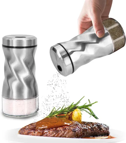 Miniatura 7 de Saleros y pimenteros azules, accesorios para mesa y mostrador, NEODACO salero de vidrio con tapas de acero inoxidable para el hogar, restaurantes