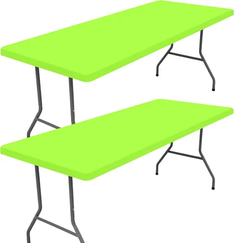 Miniatura 34 de Moosfor Paquete de 2 manteles rectangulares de elastano de 4 pies, elásticos y ajustables para pícnic, cubierta de mesa de patio elástica y lavable