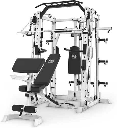 Miniatura 8 de Marcy Smith Machine Cage System Home Gym Multifunction Rack, Customizable Training Station Rojo