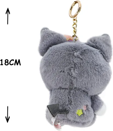 Miniatura 3 de Ahlsense Llavero de peluche lindo de dibujos animados de anime de 5 pulgadas (B)
