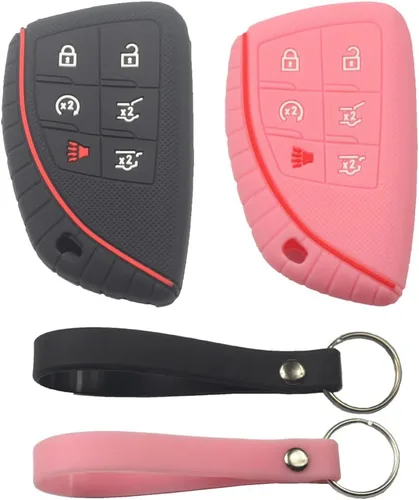 Miniatura 11 de 2 fundas para llavero con 6 botones compatibles con Chevrolet, 2 piezas negro
