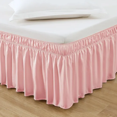 Miniatura 16 de MEILA - Faldón de cama envolvente con tres lados de tela y elástico, con volantes de 14 pulgadas, caída a medida, fácil de instalar, resistente a