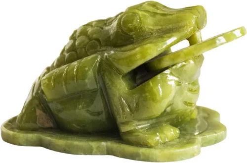 Miniatura 10 de Feng Shui Jade Rana de dinero de tres patas, estatua de sapo de dinero, estatua de sapo de dinero, decoración para tablero de instrumentos