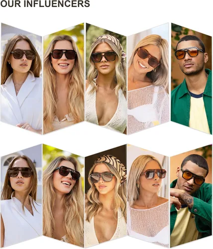 Miniatura 3 de SOJOS Lentes de sol polarizados retro gruesos estilo aviador para mujeres y hombres, gafas cuadradas de piloto grandes, modernas y audaces SJ2385
