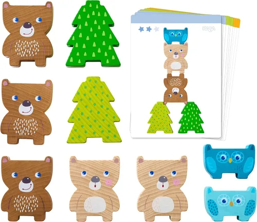 Miniatura 4 de HABA Forest Friends - Juguete apilable de madera - Juego de clasificación Montessori y clasificador de formas para niños pequeños - Bloques