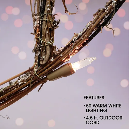 Miniatura 5 de Alpine Corporation Decoración de Césped de Reno Pastando de Ratán para Exteriores de 24 Pulgadas de Alto con Luces LED Blancas, Decoración de Patio