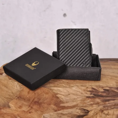 Miniatura 7 de DONBOLSO Wallet NextGen I - Cartera delgada moderna sin bolsillo para monedas, hasta 11 tarjetas, Cuero de fibra de carbono, Moderno