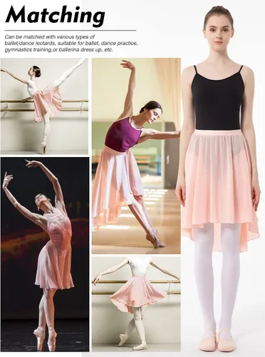 Miniatura 6 de PLIKSUVER Falda cruzada de ballet para mujer, falda de baile de gasa con cintura elástica para mujeres, niñas y adultos