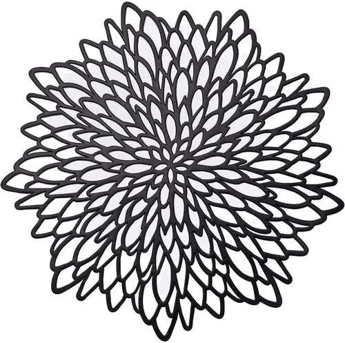 Miniatura 6 de Efavormart - Juego de 6 manteles individuales de vinilo floral negro de 15 pulgadas, antideslizantes, redondos, con corte de flores, metálicos