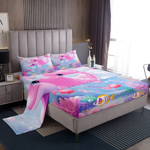 Miniatura 25 de Erosebridal Juego de sábanas de ballena náutica, tamaño individual, juego de ropa de cama vintage azul con ondas oceánicas para niños y niñas