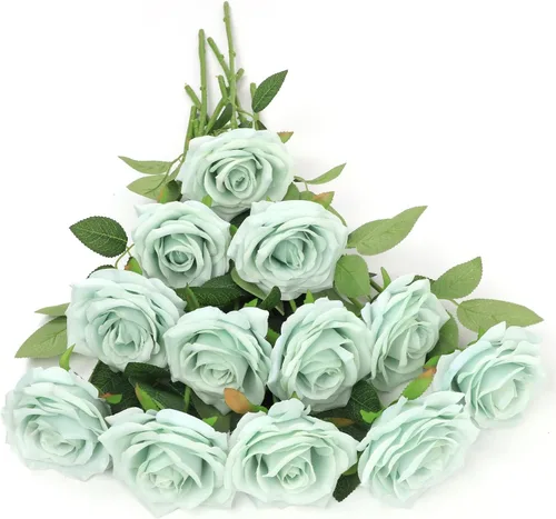 Miniatura 21 de LVEFIT 12 rosas artificiales de seda de color naranja quemado, ramo de rosas de seda de tallo largo para bodas, despedidas de soltera, fiestas