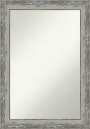 Miniatura 349 de Amanti Art Espejo de baño plateado para sobre el fregadero, 24 x 24 pulgadas, espejo cuadrado de peltre forjado a medida, marco de madera casual