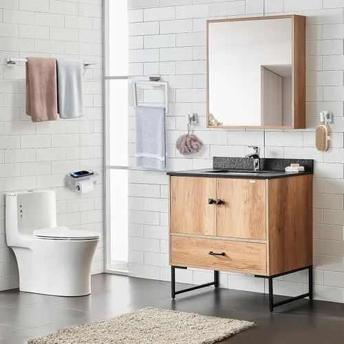Miniatura 7 de TQKAG Juego de 5 piezas de accesorios de baño de níquel cepillado de 23.6 pulgadas, juego de toallero de acero inoxidable SUS304 montado