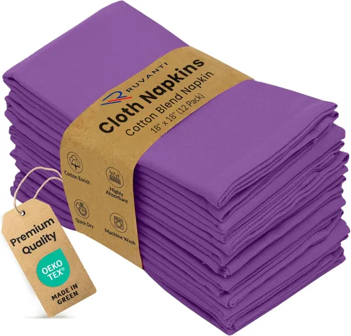 Miniatura 35 de Ruvanti - Juego de 4 servilletas de tela de 45x45 centímetros, lavables, suaves, duraderas, absorbentes, mezcla de algodón. Servilletas de mesa
