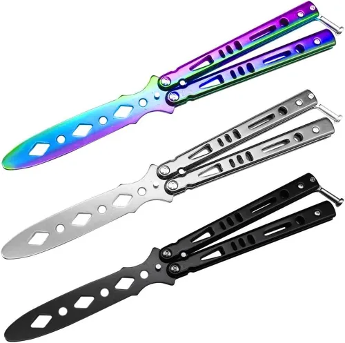 Herramienta de práctica con diseño de colores fríos, acero inoxidable completo, juego de 3 colores (negro, plateado y colorido)