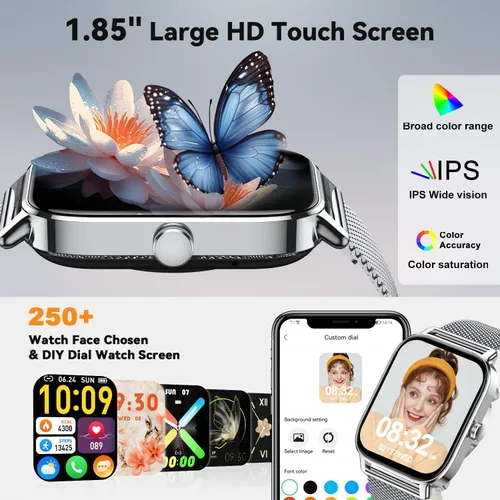 Miniatura 6 de Reloj inteligente para hombres y mujeres, rastreador de ejercicio: haz respuesta llamada, relojes digitales para hombre, impermeable, podómetro