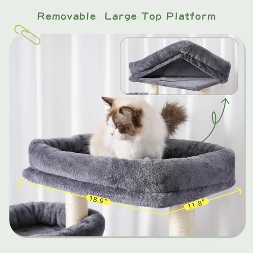Miniatura 6 de Gitelsnour Árbol para gatos con túnel, torre para gatos de interior, torre alta para gatos con condominio para gatos, estación de alimentos