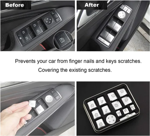 Miniatura 2 de Adhesivo para botón de interruptor de elevalunas del reposabrazos interior de la puerta Compatible con Mercedes Benz GLK ML A B C E G Class C250