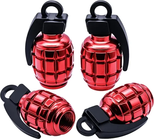 Miniatura 18 de 6 tapas de válvula de neumático, cubiertas universales de válvula de neumático de aleación de aluminio para automóviles, camiones, SUV, Rojo