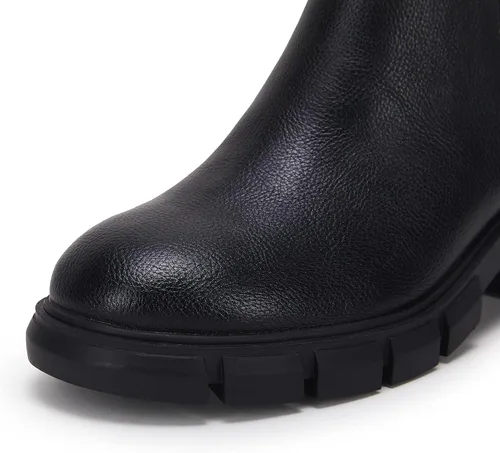 Miniatura 5 de Botas de tobillo elásticas para mujer, con suela de lengüeta, tacón grueso, tacón medio de bloque