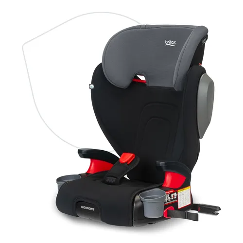 Britax Highpoint - Asiento elevador de posicionamiento de cinturón sin respaldo, SafeWash Negro Ombre