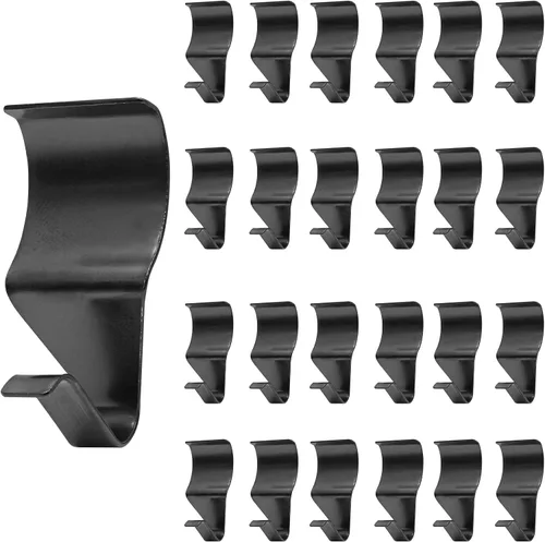 Miniatura 8 de Biaungdo 12 ganchos de revestimiento de vinilo, ganchos de revestimiento de vinilo negro de acero inoxidable resistente, no necesita agujeros, clips